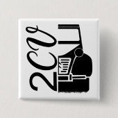 2CV Deux ChevauxブラックシックなスクリプトフォントTypografie 缶バッジ (正面)