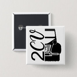 2CV Deux ChevauxブラックシックなスクリプトフォントTypografie 缶バッジ