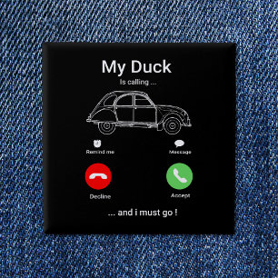 2CV Deux Chevaux電話おもしろいポストカ頭が切れるード 缶バッジ