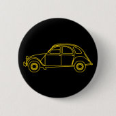 2CV Deux Chevaux Yellow Blueprint 缶バッジ (正面)