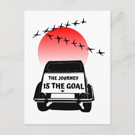 2CV Oldtimer Sunset – 旅はゴール ポストカード (正面)