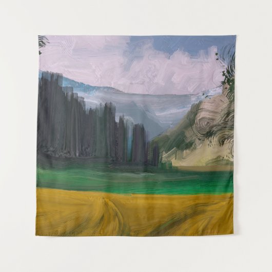 2dイラストレーション油絵風景画 タペストリー (正面)