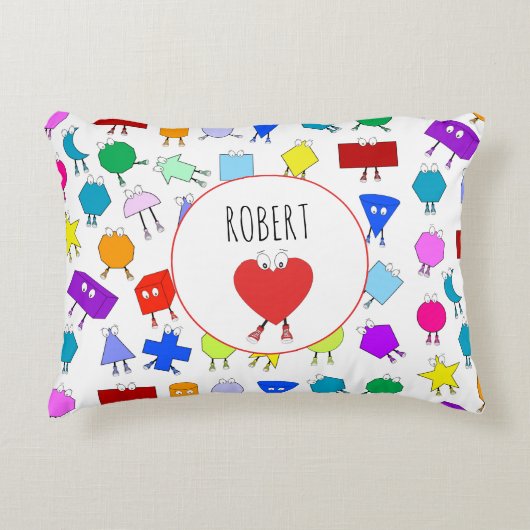 2Dカラフルおよび3D幾何形状パターン子供へ アクセントクッション (正面)