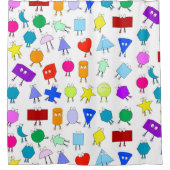 2Dカラフルおよび3D幾何形状パターン子供へ シャワーカーテン (正面)