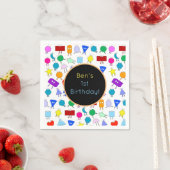 2Dカラフルおよび3D幾何形状パターン子供へ スタンダードカクテルナプキン (インサイチュ)