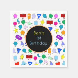 2Dカラフルおよび3D幾何形状パターン子供へ スタンダードカクテルナプキン