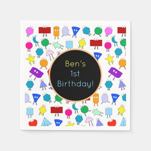 2Dカラフルおよび3D幾何形状パターン子供へ スタンダードカクテルナプキン (正面)