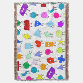 2Dカラフルおよび3D幾何形状パターン子供へ スローブランケット (正面縦)