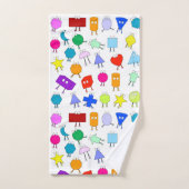 2Dカラフルおよび3D幾何形状パターン子供へ バスタオルセット (ハンドタオル)