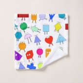 2Dカラフルおよび3D幾何形状パターン子供へ バスタオルセット (ウォッシュタオル)