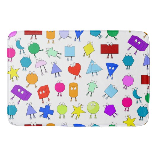 2Dカラフルおよび3D幾何形状パターン子供へ バスマット (正面)