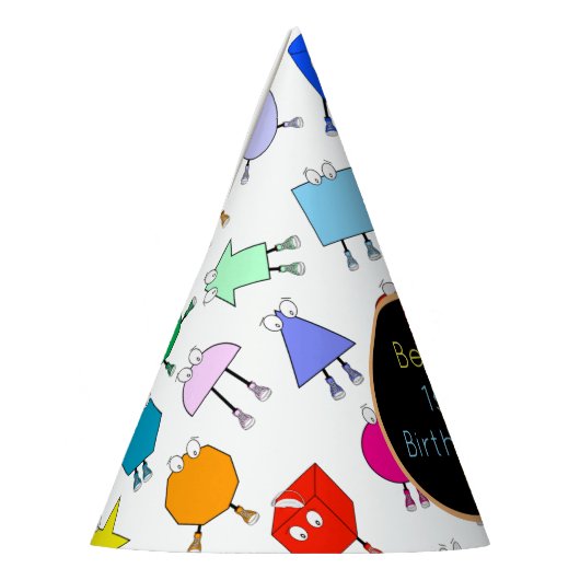 2Dカラフルおよび3D幾何形状パターン子供へ パーティーハット (左)