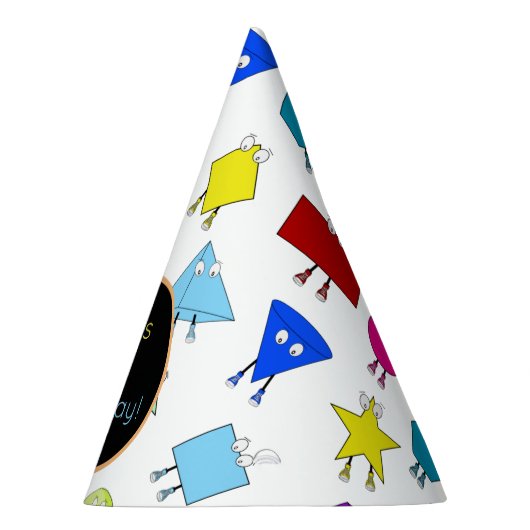 2Dカラフルおよび3D幾何形状パターン子供へ パーティーハット (右)