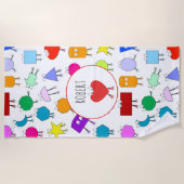 2Dカラフルおよび3D幾何形状パターン子供へ ビーチタオル (正面)