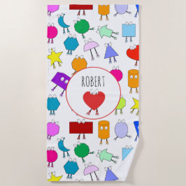 2Dカラフルおよび3D幾何形状パターン子供へ ビーチタオル