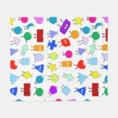 2Dカラフルおよび3D幾何形状パターン子供へ フリースブランケット (正面(横))