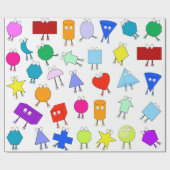 2Dカラフルおよび3D幾何形状パターン子供へ ラッピングペーパー (フラット)