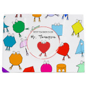 2Dカラフルおよび3D幾何形状先生ギフト ラージペーパーバッグ (正面)