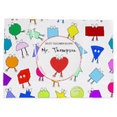 2Dカラフルおよび3D幾何形状先生ギフト ラージペーパーバッグ (裏面)