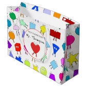 2Dカラフルおよび3D幾何形状先生ギフト ラージペーパーバッグ (裏面アングル)