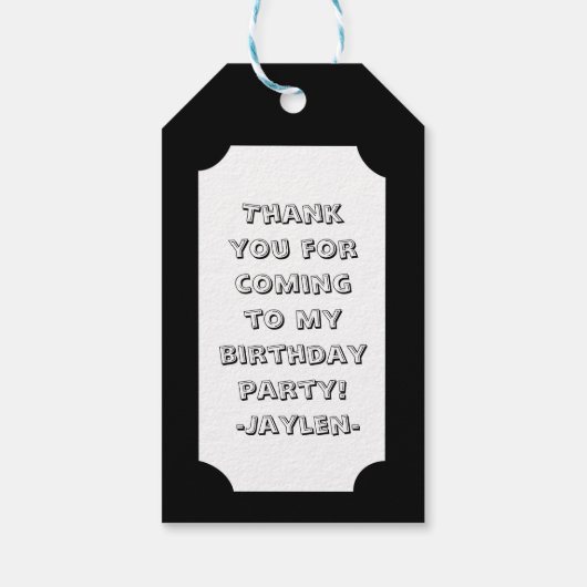2Dバースデーパーティー漫画スタイルありがとう ギフトタグ (裏面)