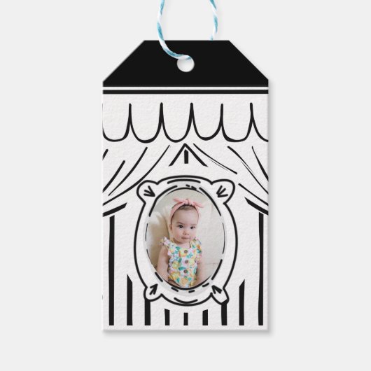 2Dバースデーパーティー漫画スタイル写真 ギフトタグ (正面)