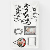 2Dバースデーパーティー漫画スタイル 横断幕 (縦)