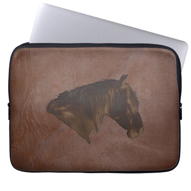 2Dフォトサンプリングフェイクレザー（2D馬頭付き） ラップトップスリーブ (正面)