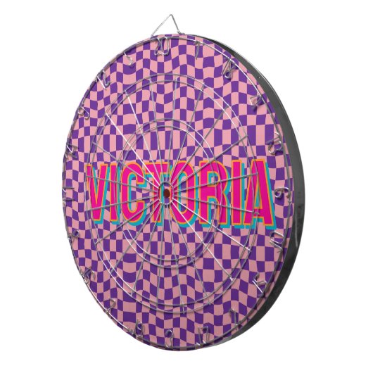 2D Retro Colorful Lettering Name ダーツボード (正面右)