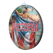 2D Retro Colorful Lettering Puerto Rican Latina ダーツボード (正面右)