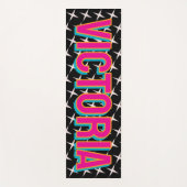 2D Retro Stars Pink Blue Name Yoga Mat ヨガマット (正面)