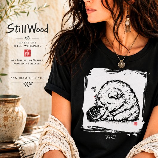 2HELLO FRIEND • StillWood • Chow & Hedgehog Tシャツ