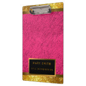 2in1モダン金ゴールドグリッターピンクビジネスカードおよび名刺 クリップボード (左)