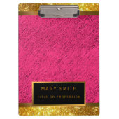 2in1モダン金ゴールドグリッターピンクビジネスカードおよび名刺 クリップボード (正面)