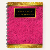 2in1モダン金ゴールドグリッターピンクビジネスカードおよび名刺 ノートブック (正面)