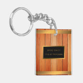 2in1ユニーク金ゴールドラグジュアリーウッドビジネスカード&カード キーホルダー (正面左)