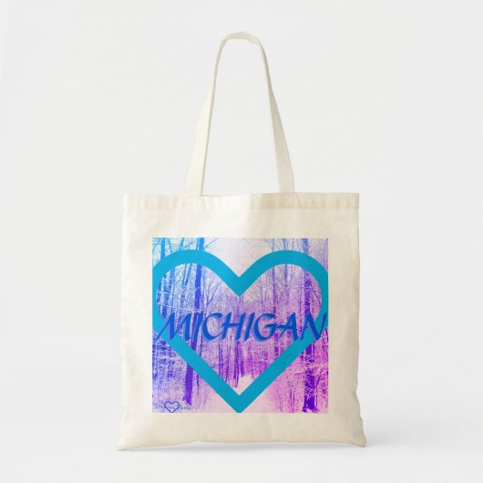2MICHIGAN冬のティール(緑がかった色)のハートのトート トートバッグ (正面)