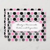 #2Modernピンクグレーの黒丸レシピカード ポストカード (正面/裏面)