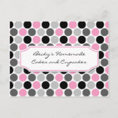 #2Modernピンクグレーの黒丸レシピカード ポストカード (正面)
