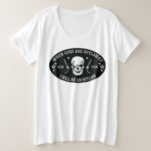 2ndアメンドメントスロー枕 プラスサイズTシャツ