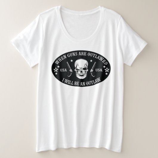 2ndアメンドメントスロー枕 プラスサイズTシャツ (デザイン正面)