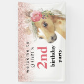 2ndバースデーウォーターカラーピンクポニーパーティー 横断幕 (縦)