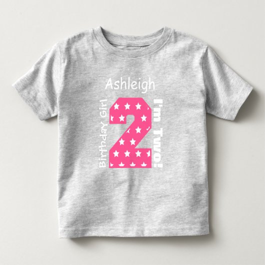 2ndバースデーガールスター名前をカスタムするV15 トドラーTシャツ (正面)