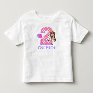 2ndバースデーガール女性のカーボーイパーソナライズされたTシャツ トドラーTシャツ