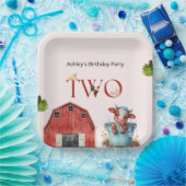 2ndバースデーキュートカウファームバーンパーティー ペーパープレート (パーティー)