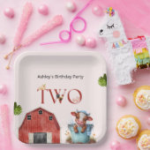 2ndバースデーキュートカウファームバーンパーティー ペーパープレート (パーティー)