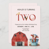 2ndバースデーキュートカウファームバーンパーティー 招待状 (正面/裏面)