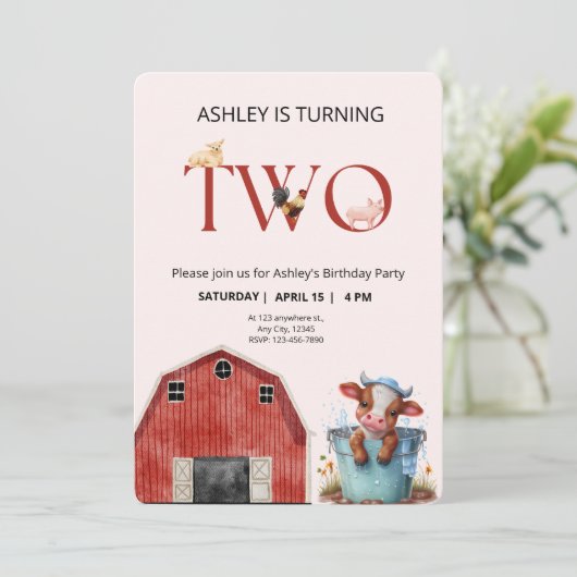 2ndバースデーキュートカウファームバーンパーティー 招待状 (スタンド正面)