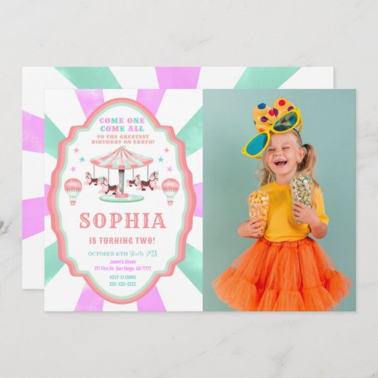 2ndバースデーサーカスフォト招待状 招待状 (正面/裏面)