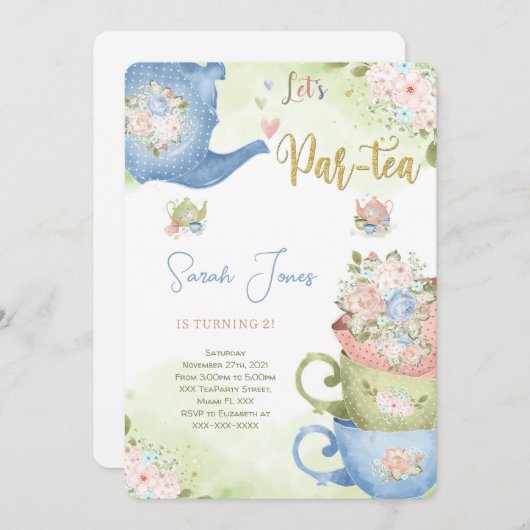 2NDバースデーティーパーティの招待状 招待状 (正面/裏面)